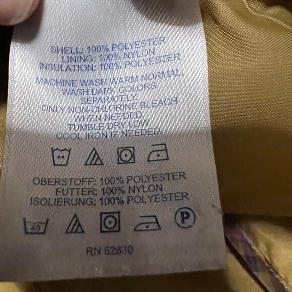 Lands End Coat Women Large 14-16 Plaid Puffer Quilted Jacket Brown Pink - Picture 8 of 8